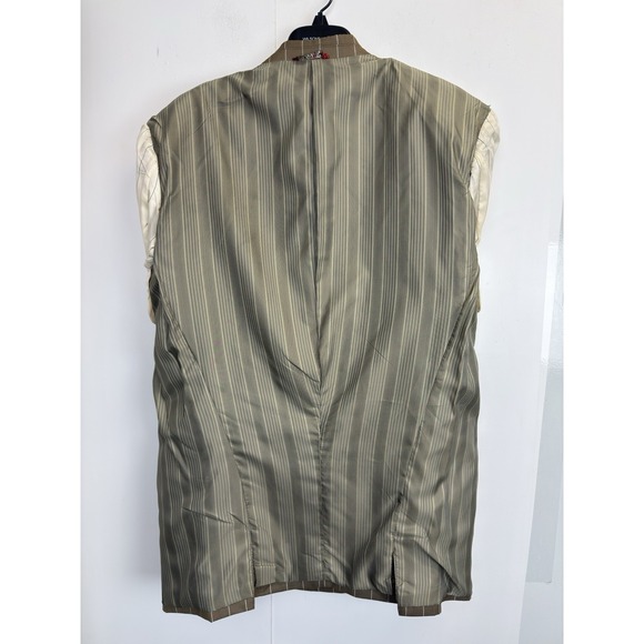 Caravelli Brown Pinstripe Mens 42R Blazer Suit Jacket Double Breasted - Picture 9 of 10